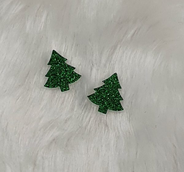 Glittery Christmas Tree Studs