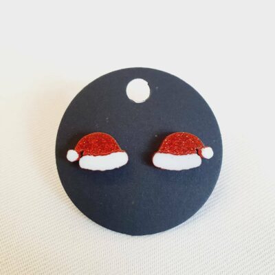 Glittery Santa Hat Studs (small)